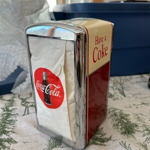 1992 Coca-Cola Red and Silver Napkin Holder